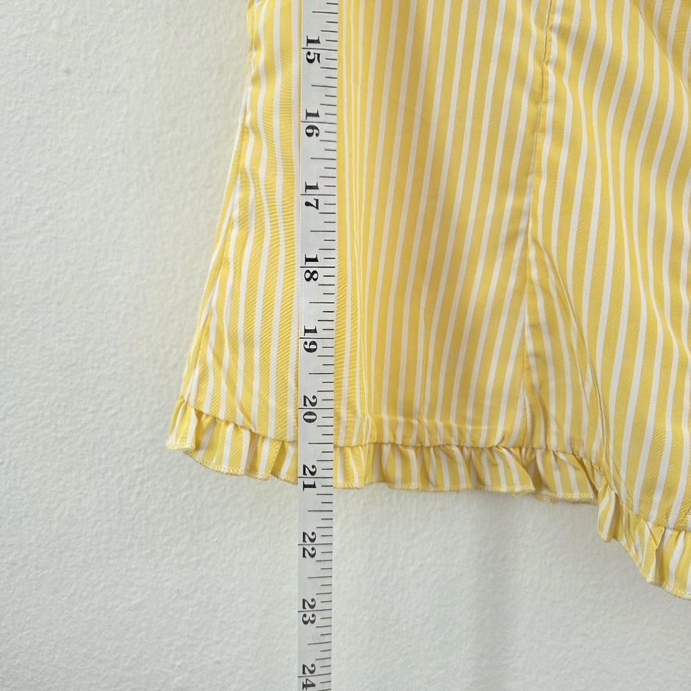 Sunny Yellow White Striped Puff Sleeve Blouse Size Large - Picture 14 of 16